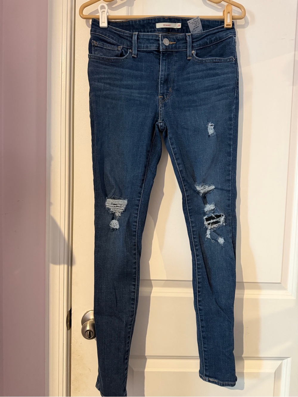 Levi's Dark Blue Ripped Skinny Jeans